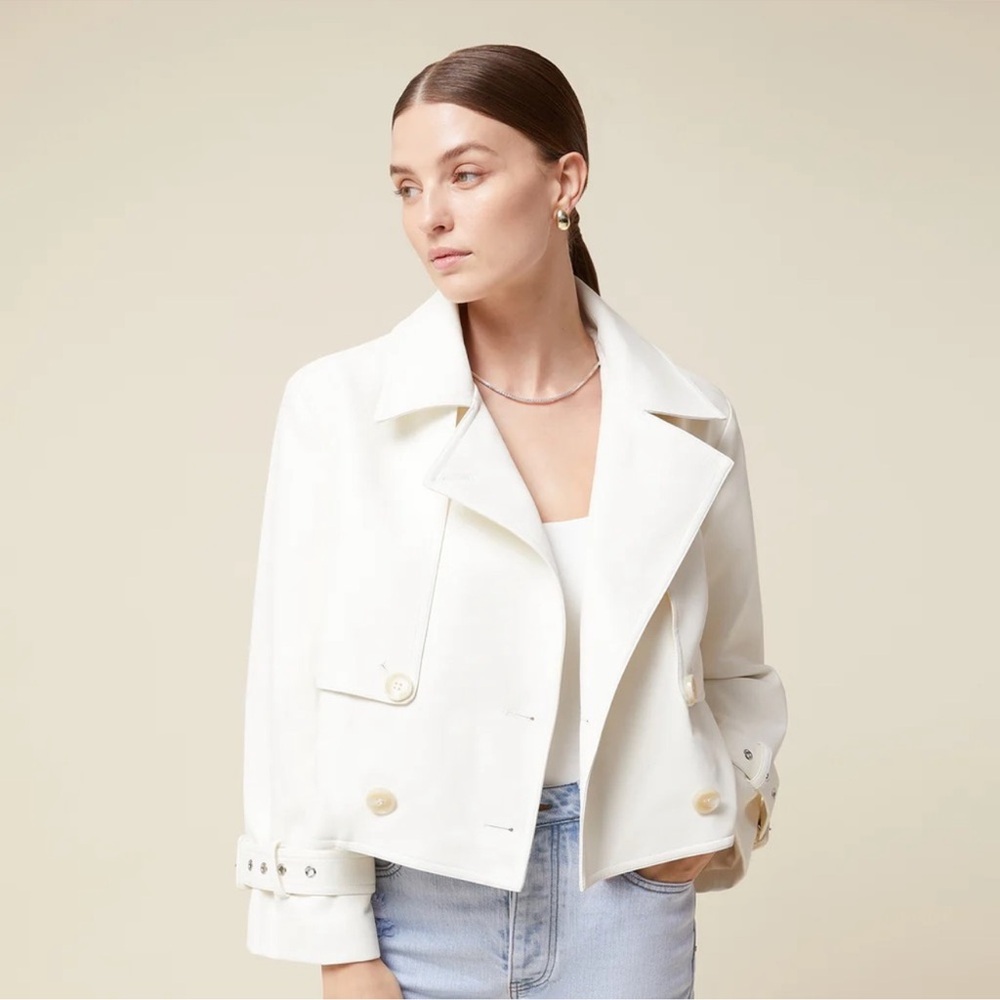 Rachel Parcell Vegan Leather Cropped Trench Jacket